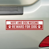 犬に対す恋しく思る妻と犬の報酬 バンパーステッカー (車上)