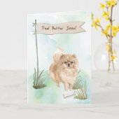 犬に感じ手術後のポンメラン語の方が上達 カード (黄色い花)