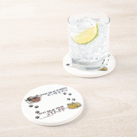 犬に所有者猫がスタッフがあるのをあります コースター (側面)