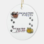 犬に所有者猫がスタッフがあるのをあります セラミックオーナメント (左)