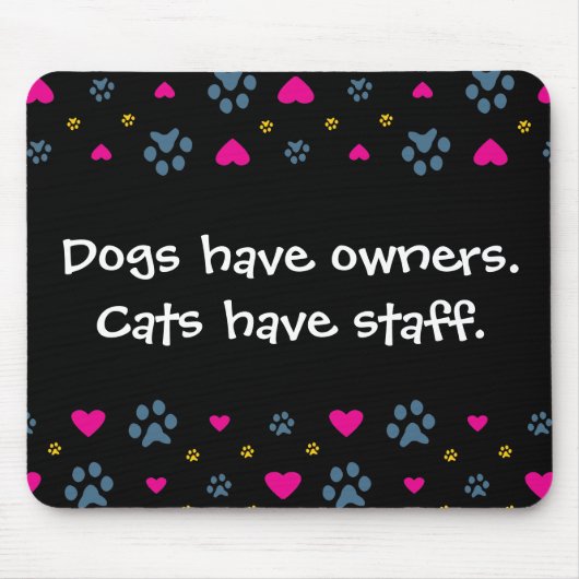 犬に所有者猫がスタッフがあるのをあります マウスパッド (正面)