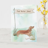 犬に手術感じ後のタン・ダックスシュントさん カード (黄色い花)