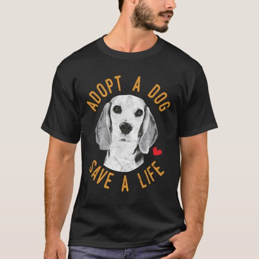 犬に救命救用のビーグルを贈る Tシャツ (正面)