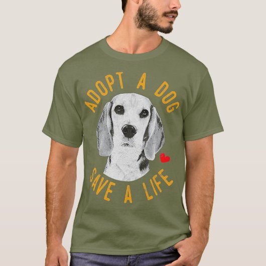 犬に救命救用のビーグルを贈る Tシャツ (正面)