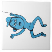 犬に散歩に連れて行かれる男。 タイル (正面)