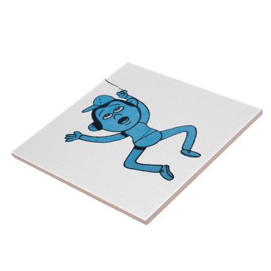 犬に散歩に連れて行かれる男。 タイル (側面)