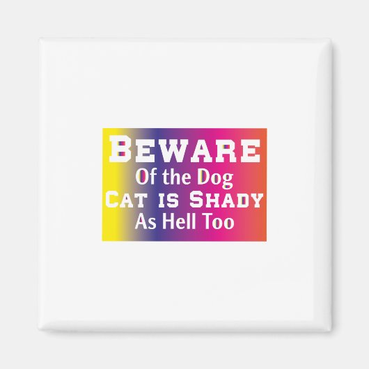 犬に気を付ける猫芸 マグネット (正面)