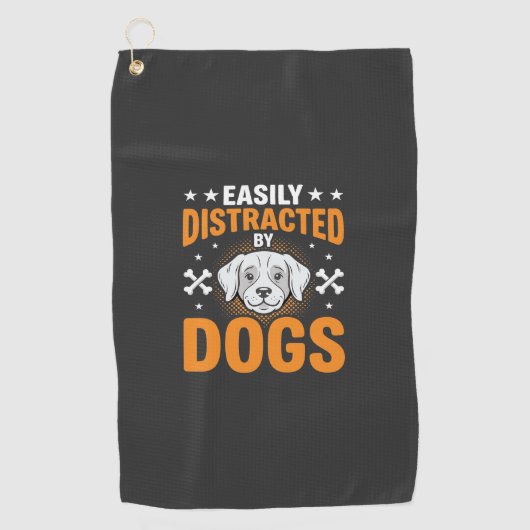 犬に気を取られがち ゴルフタオル (正面)