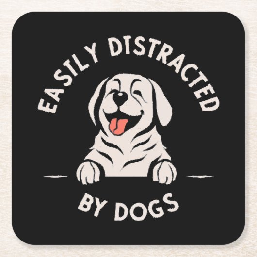 犬に気を取られがち スクエアペーパーコースター (正面)