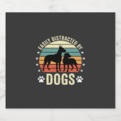 犬に気を取られがち レトロな夕焼け スパークリングワインラベル (シングルラベル)