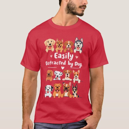 犬に気を取られがち ヴィンテージ風 おもしろ犬ジョーク Tシャツ (正面)