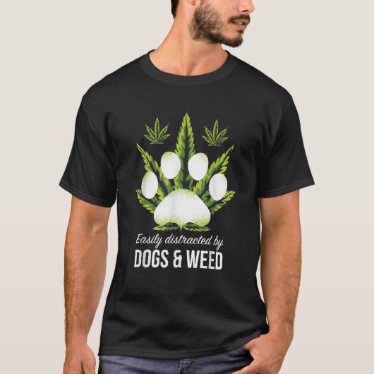 犬に気を取られがち 大麻 おもしろい 犬好き Gif Tシャツ (正面)