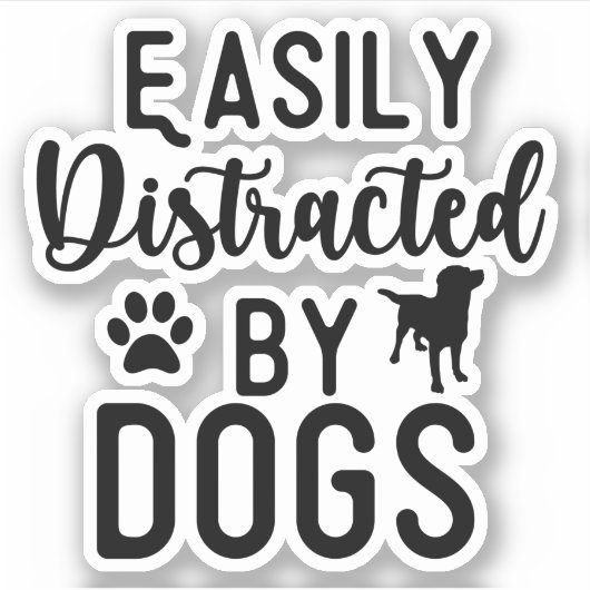 犬に気を取られがちTシャツ  冗談の犬、犬好き シール (正面)