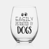 犬に気を取られやすい ステムなしワイングラス (正面)