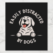 犬に気を取られやすい ワインラベル (シングルラベル)