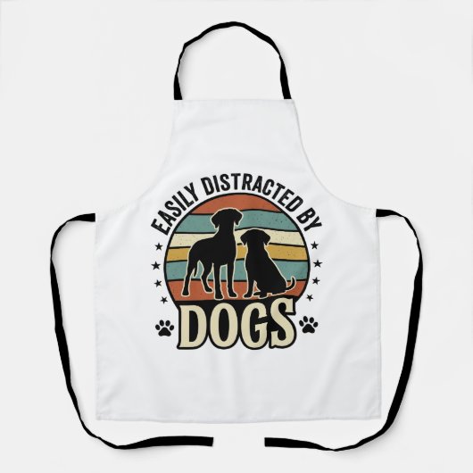 犬に気を取られやすい ヴィンテージシルエットデザイン エプロン (正面)