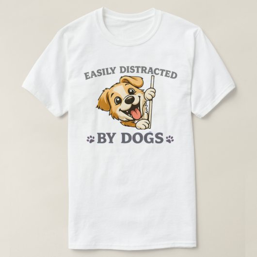 犬に気を取られやすい 面白い犬好きギフト Tシャツ (デザイン正面)