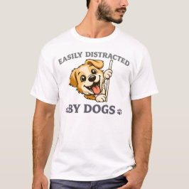 犬に気を取られやすい 面白い犬好きギフト Tシャツ