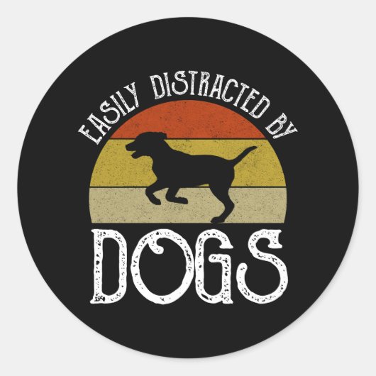 犬に気を取られる ラウンドシール (正面)