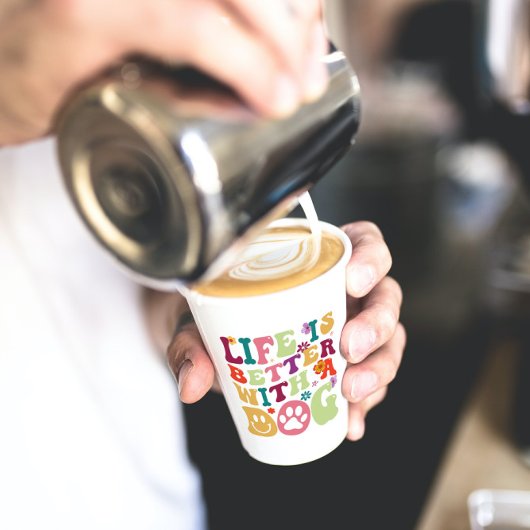 犬に溝のあるタイポグラフィデザインで人生は良い 紙コップ