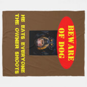 犬に用心する フリースブランケット (正面(横))