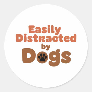 犬に簡単に気を取られるステッカー ラウンドシール
