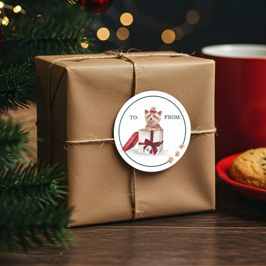 犬のいけな水の色ヨークシャーテリアのギフト ラウンドシール