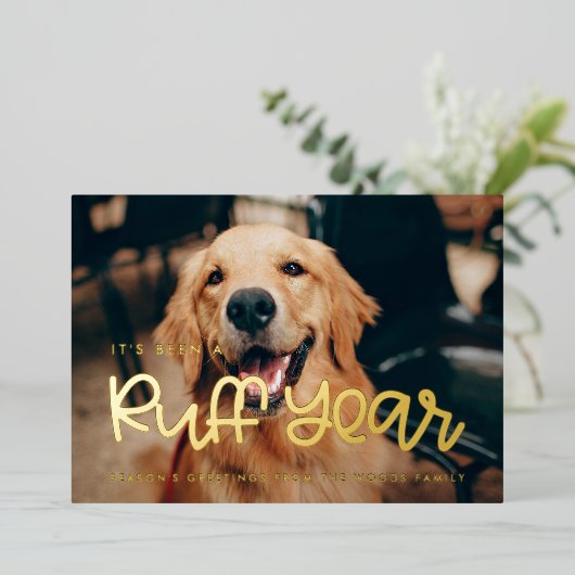 犬のいる1年を振り返る写真 箔シーズンカード (立ち正面)