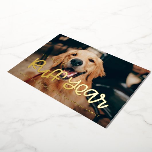 犬のいる1年を振り返る写真 箔シーズンカード (回転した状態)