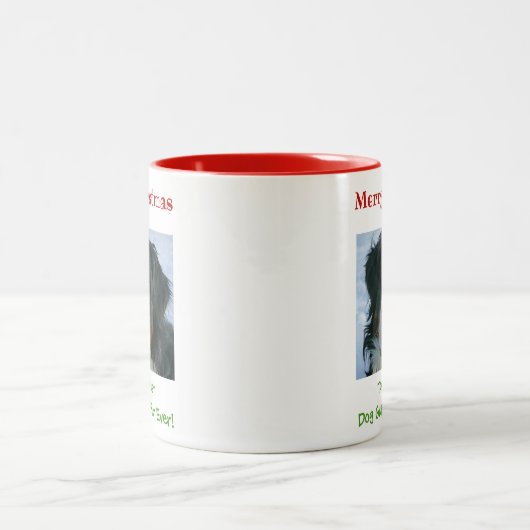 犬のおじいさんへの聖降誕祭お目出とう ツートーンマグカップ (中央)
