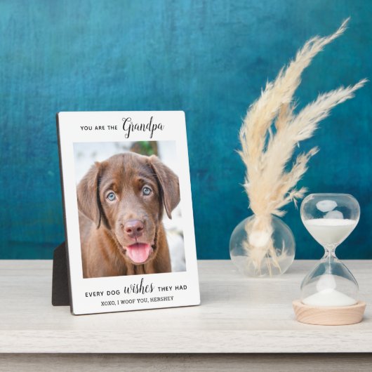 犬のおじいちゃんパーソナライズされたペットの写真 フォトプラーク (側面)