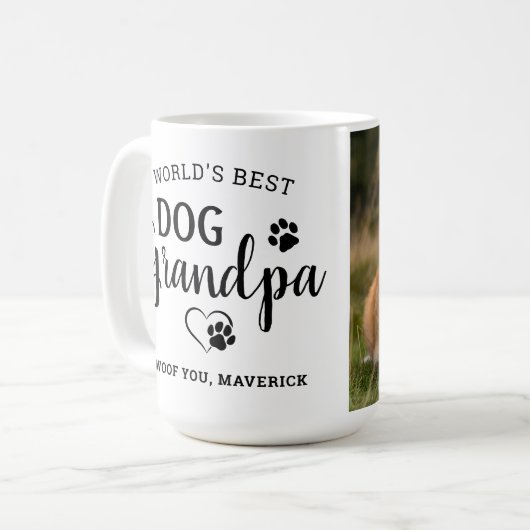 犬のおじいちゃんポープリントペットパーソナライズされたの写真 コーヒーマグカップ (正面左)