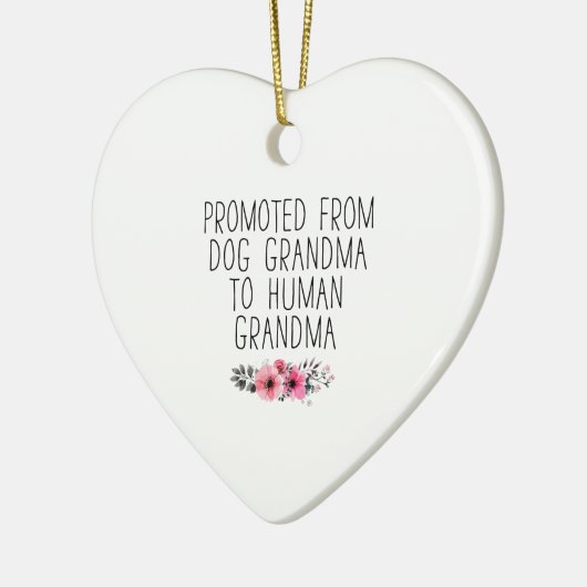 犬のおばあちゃんから人間のおばあちゃんにおもしろい昇進 セラミックオーナメント (左)