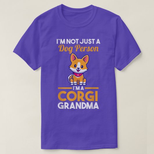 犬のおばあちゃんコルギ祖母 Tシャツ (デザイン正面)