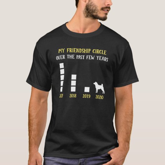 犬のおもしろいサークル友情柴犬アパレル Tシャツ (正面)