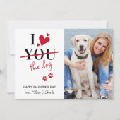 犬のおもしろいバレンタインのペットフォトカスタムーが大好き シーズンカード (正面)