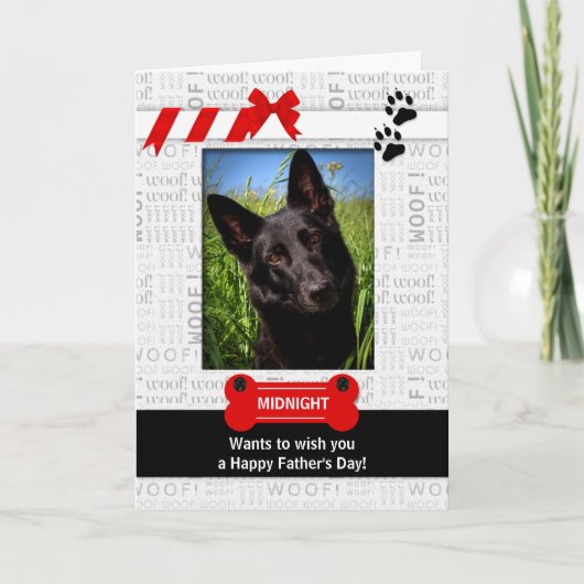 犬のおもしろい父の日から赤ペットの写真 カード (正面)