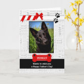 犬のおもしろい父の日から赤ペットの写真 カード (黄色い花)