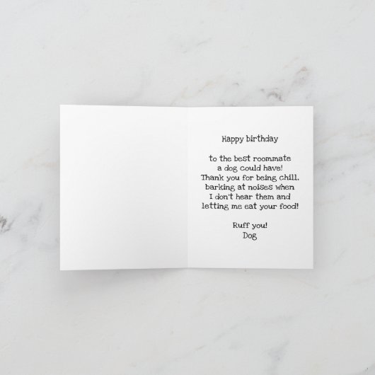 犬のおもしろい誕生日カード、編集可能メッセージ カード (内部)