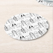 犬のお尻パターン ラウンドペーパーコースター (アングル)