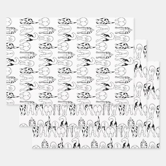 犬のお尻パターン ラッピングペーパーシート (セット)