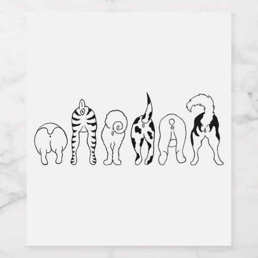 犬のお尻 ワインラベル (シングルラベル)