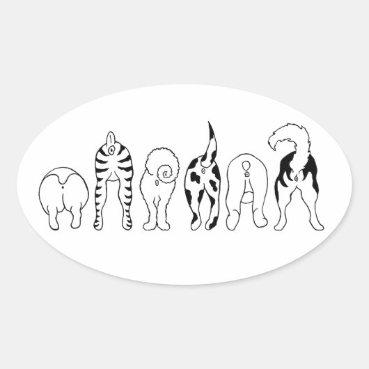 犬のお尻 楕円形シール (正面)