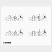 犬のお尻 楕円形シール (シート)