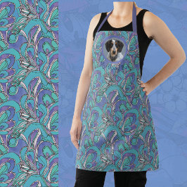 犬のお母さんおばあちゃんアクアかわいらしパープルの写真ギフト エプロン
