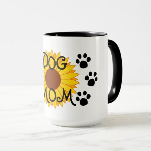 犬のお母さんのヒマワリの足はマグを印刷します マグカップ (正面右)