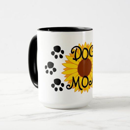 犬のお母さんのヒマワリの足はマグを印刷します マグカップ (正面左)