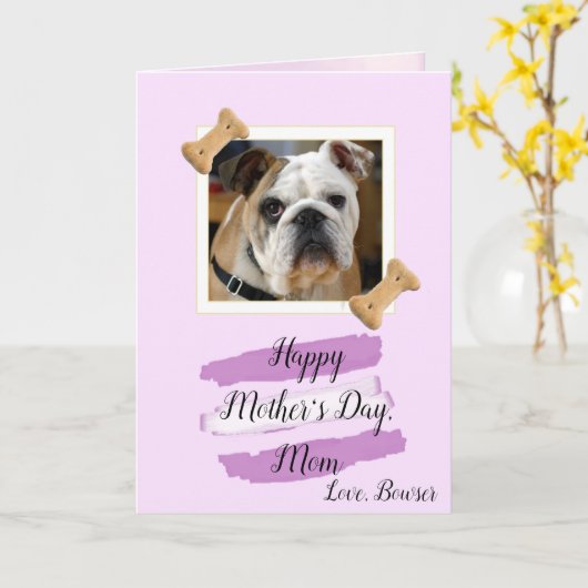 犬のお母さんの写真の母の日 カード (黄色い花)