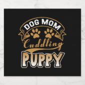 犬のお母さん子犬 スパークリングワインラベル (シングルラベル)