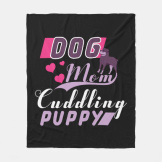 犬のお母さん子犬 フリースブランケット